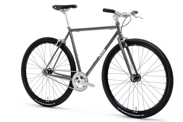 State Bicycle Co. 4130 single speed in Hammered Powder Coat with wide riser bars