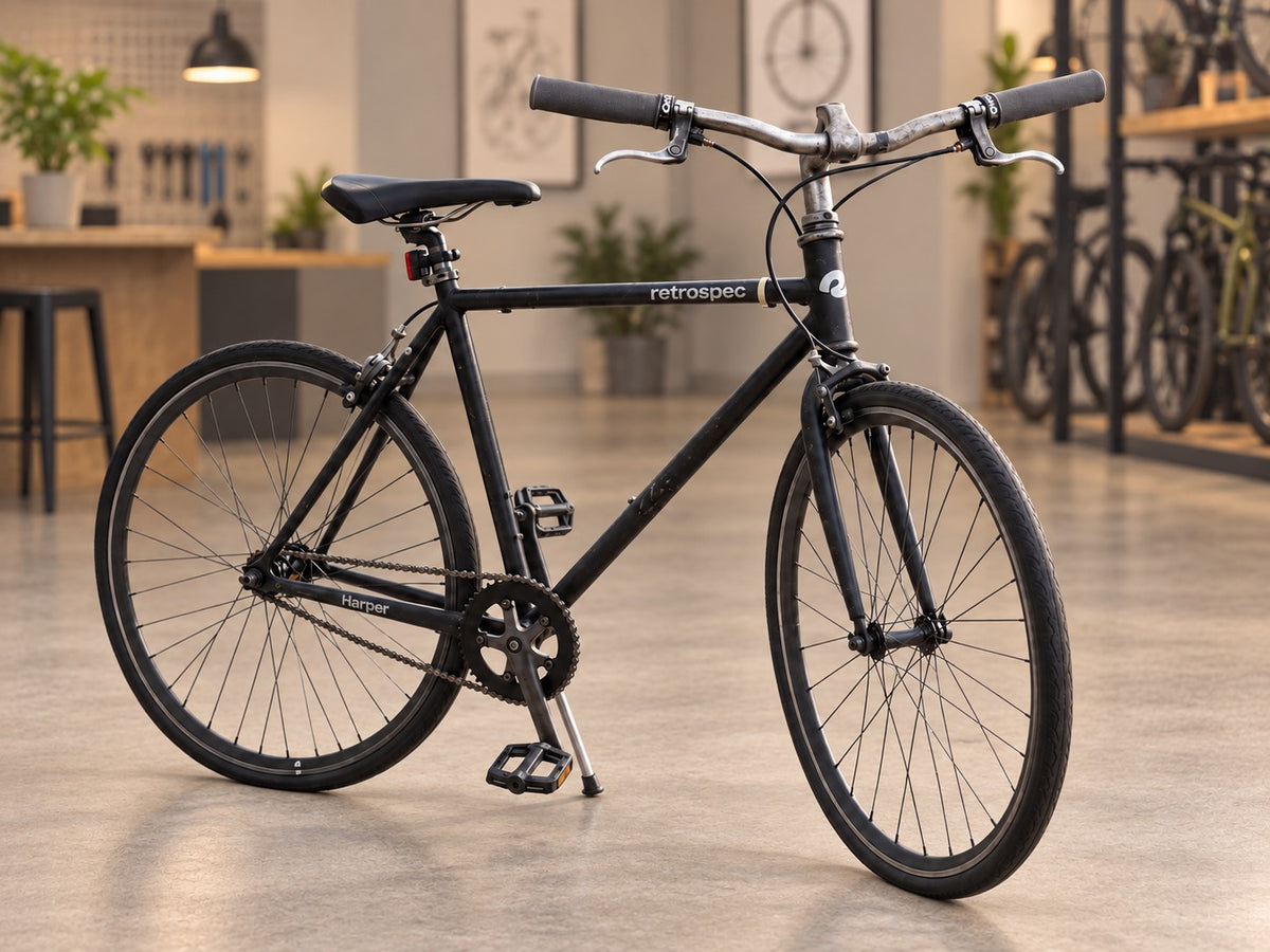 Used Retrospec Harper single speed bicycle in black at FreeWheeler Bicycle Co, Davis